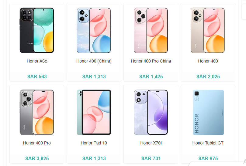 Honor Mobile Phone Price in Saudi Arabia 2025